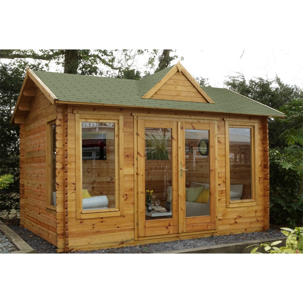 4 0m X 3 0m Log Cabin With Double Doors 3 Large Windows