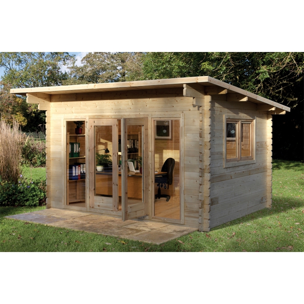 4 0m X 3 0m Stylish Log Cabin With Glazed Double Doors