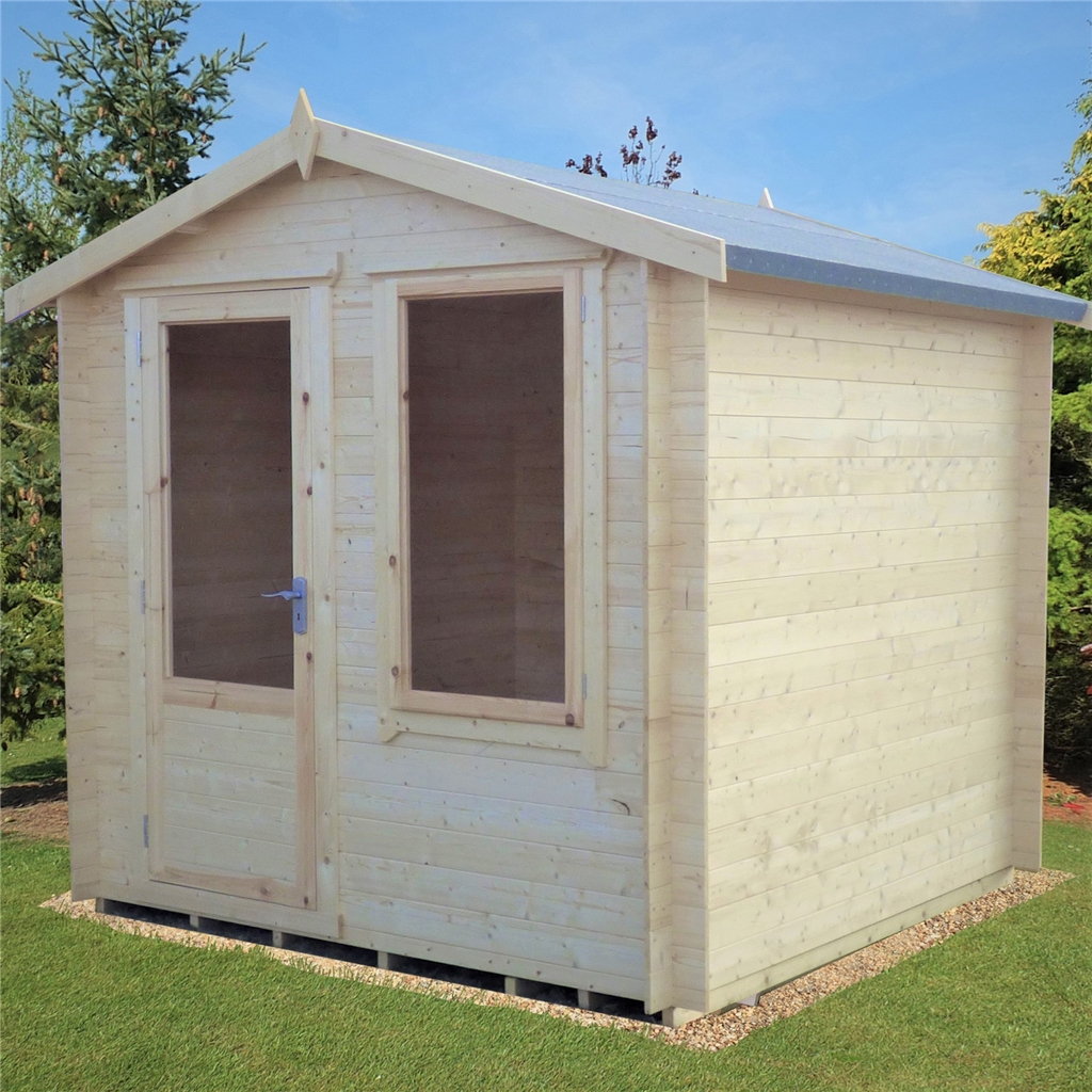 2 7m X 2 7m Premier Apex Log Cabin With Single Door And Window