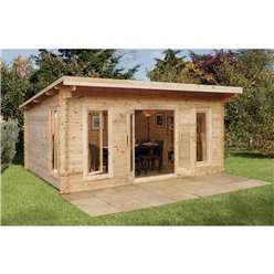 5m X 4m Large Contemporary Log Cabin Installed