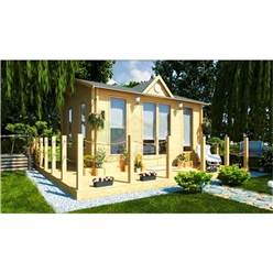 5m x 4m Deluxe Reverse Apex Log Cabin - Double Glazing - 70mm Wall Thickness (2140) 