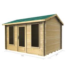 3.5m x 2.5m Deluxe Reverse Apex Log Cabin - Double Glazing - 44mm Wall Thickness (2038) 