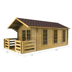 3m x 5m Apex Log Cabin - Double Glazing - 44mm Wall Thickness (2017) 