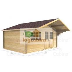 4.5m x 3m Apex Log Cabin - Double Glazing - 70mm Wall Thickness (2081) 