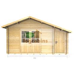 4.5m x 3.5m Apex Log Cabin - Double Glazing - 44mm Wall Thickness (2080) 