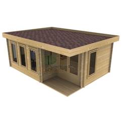 6m x 5m Deluxe Pent Log Cabin - Double Glazing - 70mm Wall Thickness (4617) 