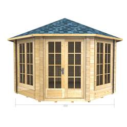 3.5m x 3.5m Deluxe Octagonal Log Cabin - Double Glazing - 70mm Wall Thickness (2043) 