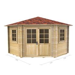 3m x 3m Deluxe Corner Log Cabin - Double Glazing - 70mm Wall Thickness (2036) 