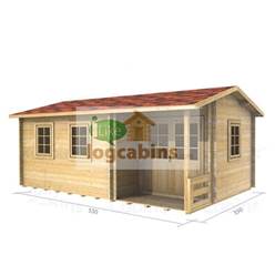 5.5m x 3.5m Deluxe Reverse Apex Log Cabin - Double Glazing - 70mm Wall Thickness (2114) 