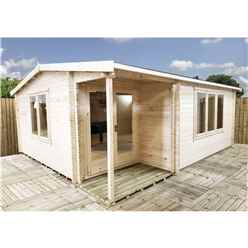 4m x 4.5m Premier Home Office Apex Log Cabin (Single Glazing) - Free Floor & Felt (44mm) 