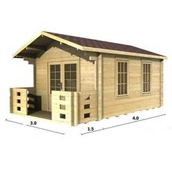 3m x 4m Deluxe Apex Log Cabin - Double Glazing - 34mm Wall Thickness (2016) 