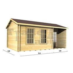 5m x 3m Deluxe Reverse Apex Log Cabin - Double Glazing - 34mm Wall Thickness (2090) 