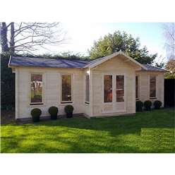 8.5m x 4.5m Deluxe Reverse Apex Log Cabin - Double Glazing - 44mm Wall Thickness (2127)